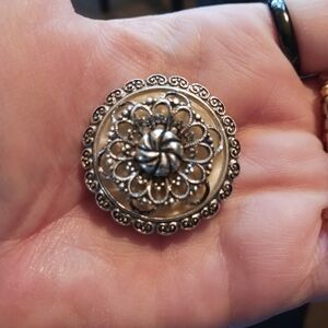 Intricate Silver-Tone Button